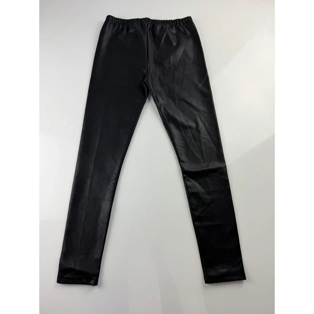 Splendid Girls Faux Leather Leggings Kids Size 14 Black Pull On Stretch NWT